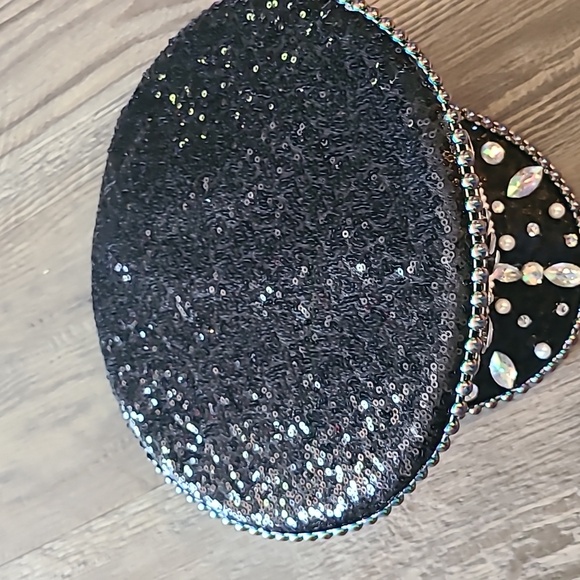 Black Silver Rhinestone & Sequin Bridal Bachelorette Party Captains Cap - Picture 5 of 6